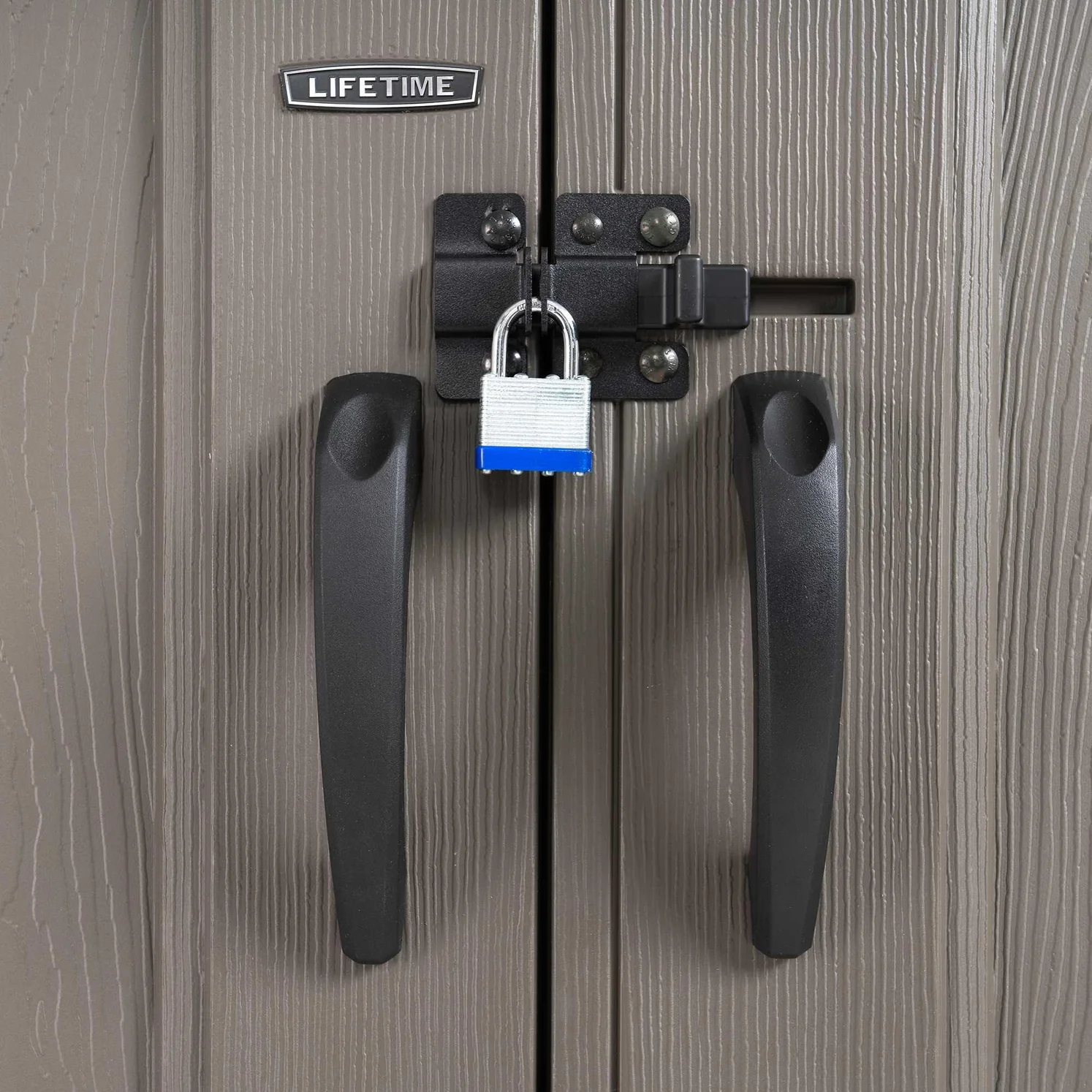 Lifetime-_60370_8_Ft._X_7.5_Ft._Outdoor_Storage_Shed_door_handle_with_padlock_details_1494x1494