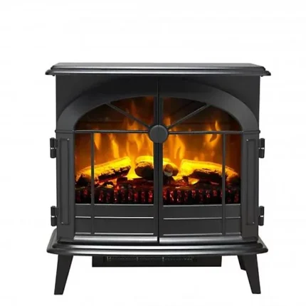 Dimplex Leckford Large Freestanding Electric Stove, Black, LED Flame Effect, 2kW Adjustable Heater