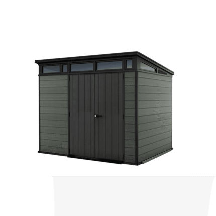 Keter 9ft x 7ft Cortina Heavy-Duty Plastic Pent Garden Shed – Dark Green