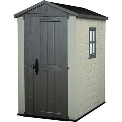 Keter 4ft x 6ft Factor Heavy-Duty Plastic Garden Shed – Beige