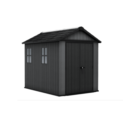 Keter 7.5ft x 9ft Newton Plus Front Entry Plastic Garden Shed – Dark Grey