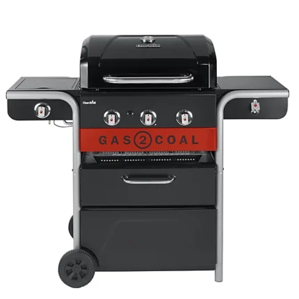 Char-Broil Gas2Coal 2.0 Hybrid BBQ Grill, 3-Burner Gas & Charcoal Combo – Black