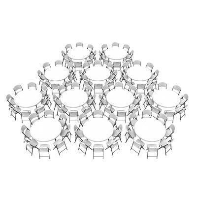 Lifetime (12) 60-Inch Round Stacking Tables and (96) Chairs Combo (Commercial)