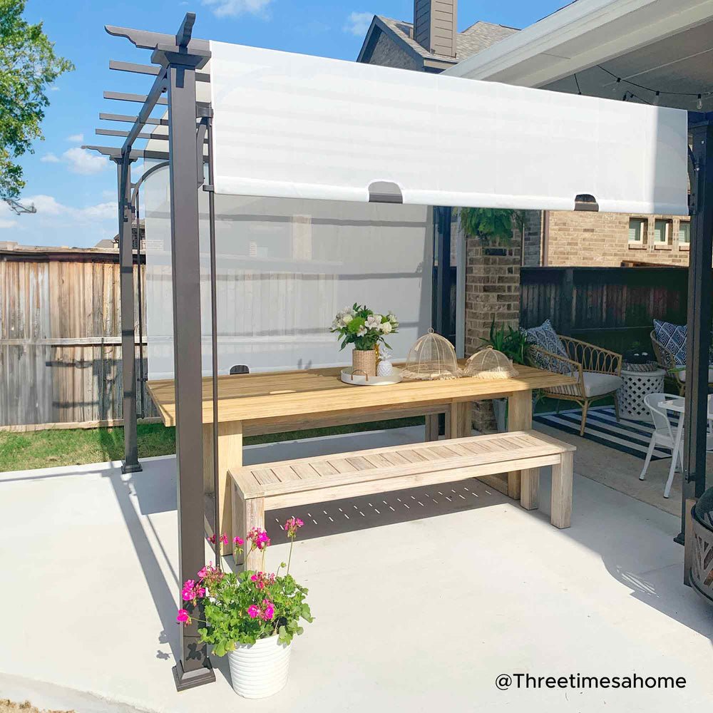SUNJOY 10x10 White Pergola with Adjustable Canopy Roof